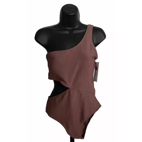 Cupshe One Piece Swimsuit Womens ‎ Sz S Open Side One Shoulder Strap Mauve Pink - Picture 1 of 14